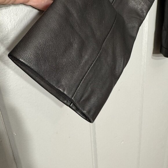 HINGE Seattle Nordstrom’s Diamond Quilted Leather Jacket Zip Black Size Small - Picture 5 of 13